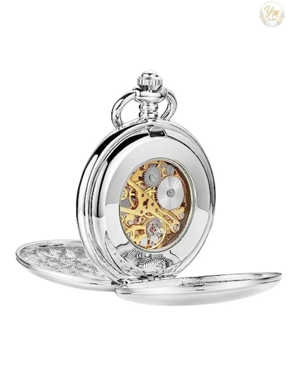 Men's Mechanical Hand Wind Vintage Pocket Watch with Chain - Steampunk Skeleton